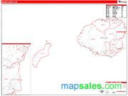 Kauai County, HI <br /> Wall Map <br /> Zip Code <br /> Red Line Style 2024 Map
