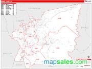 Idaho County, ID <br /> Wall Map <br /> Zip Code <br /> Red Line Style 2024 Map
