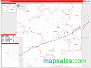 Bond County, IL <br /> Wall Map <br /> Zip Code <br /> Red Line Style 2024 Map