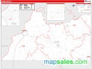 Cass County, IL <br /> Wall Map <br /> Zip Code <br /> Red Line Style 2024 Map