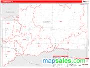 Clinton County, IL <br /> Wall Map <br /> Zip Code <br /> Red Line Style 2024 Map