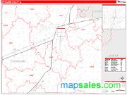 Effingham County, IL <br /> Wall Map <br /> Zip Code <br /> Red Line Style 2024 Map