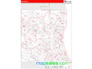 Lake County, IL <br /> Wall Map <br /> Zip Code <br /> Red Line Style 2024 Map