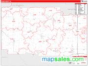 Ogle County, IL <br /> Wall Map <br /> Zip Code <br /> Red Line Style 2024 Map