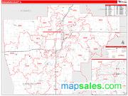 Sangamon County, IL <br /> Wall Map <br /> Zip Code <br /> Red Line Style 2024 Map