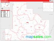 Shelby County, IL <br /> Wall Map <br /> Zip Code <br /> Red Line Style 2024 Map