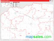 Washington County, IL <br /> Wall Map <br /> Zip Code <br /> Red Line Style 2024 Map