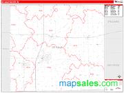 DeKalb County, IN <br /> Wall Map <br /> Zip Code <br /> Red Line Style 2024 Map