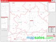 Henry County, IN <br /> Wall Map <br /> Zip Code <br /> Red Line Style 2024 Map
