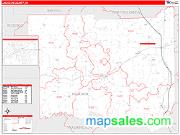 Jackson County, IN <br /> Wall Map <br /> Zip Code <br /> Red Line Style 2024 Map