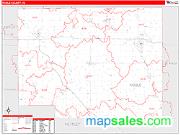 Noble County, IN <br /> Wall Map <br /> Zip Code <br /> Red Line Style 2024 Map