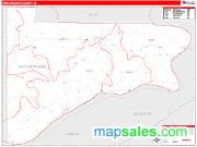 Switzerland County, IN <br /> Wall Map <br /> Zip Code <br /> Red Line Style 2024 Map
