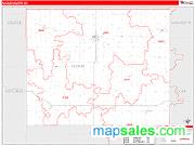 Cloud County, KS <br /> Wall Map <br /> Zip Code <br /> Red Line Style 2024 Map