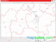 Harvey County, KS <br /> Wall Map <br /> Zip Code <br /> Red Line Style 2024 Map