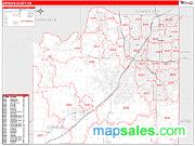 Johnson County, KS <br /> Wall Map <br /> Zip Code <br /> Red Line Style 2024 Map