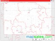 Kingman County, KS <br /> Wall Map <br /> Zip Code <br /> Red Line Style 2024 Map