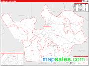 Henderson County, KY <br /> Wall Map <br /> Zip Code <br /> Red Line Style 2024 Map