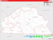 Monroe County, KY <br /> Wall Map <br /> Zip Code <br /> Red Line Style 2024 Map