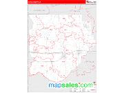 Acadia County, LA <br /> Wall Map <br /> Zip Code <br /> Red Line Style 2024 Map