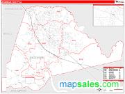 Ascension County, LA <br /> Wall Map <br /> Zip Code <br /> Red Line Style 2024 Map
