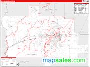Calcasieu County, LA <br /> Wall Map <br /> Zip Code <br /> Red Line Style 2024 Map