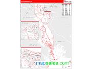 Jefferson County, LA <br /> Wall Map <br /> Zip Code <br /> Red Line Style 2024 Map