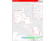St. Martin County, LA <br /> Wall Map <br /> Zip Code <br /> Red Line Style 2024 Map