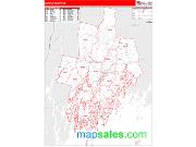 Lincoln County, ME <br /> Wall Map <br /> Zip Code <br /> Red Line Style 2024 Map