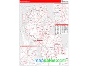 Bristol County, MA <br /> Wall Map <br /> Zip Code <br /> Red Line Style 2024 Map