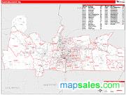 Hampden County, MA <br /> Wall Map <br /> Zip Code <br /> Red Line Style 2024 Map