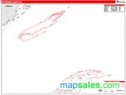 Keweenaw County, MI <br /> Wall Map <br /> Zip Code <br /> Red Line Style 2024 Map