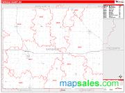 Faribault County, MN <br /> Wall Map <br /> Zip Code <br /> Red Line Style 2024 Map