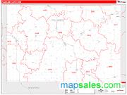 Fillmore County, MN <br /> Wall Map <br /> Zip Code <br /> Red Line Style 2024 Map
