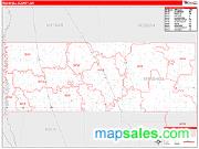 Marshall County, MN <br /> Wall Map <br /> Zip Code <br /> Red Line Style 2024 Map
