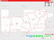 Sibley County, MN <br /> Wall Map <br /> Zip Code <br /> Red Line Style 2024 Map