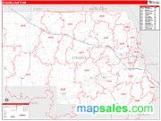 Stearns County, MN <br /> Wall Map <br /> Zip Code <br /> Red Line Style 2024 Map