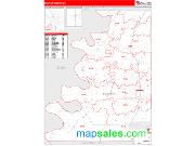 Bolivar County, MS <br /> Wall Map <br /> Zip Code <br /> Red Line Style 2024 Map
