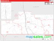 Grenada County, MS <br /> Wall Map <br /> Zip Code <br /> Red Line Style 2024 Map