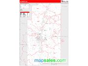Lee County, MS <br /> Wall Map <br /> Zip Code <br /> Red Line Style 2024 Map