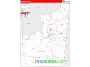 Lowndes County, MS <br /> Wall Map <br /> Zip Code <br /> Red Line Style 2024 Map