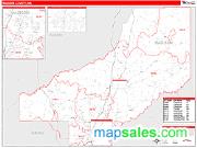Madison County, MS <br /> Wall Map <br /> Zip Code <br /> Red Line Style 2024 Map