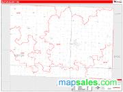 Barton County, MO <br /> Wall Map <br /> Zip Code <br /> Red Line Style 2024 Map