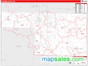 Christian County, MO <br /> Wall Map <br /> Zip Code <br /> Red Line Style 2024 Map