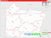 Cooper County, MO <br /> Wall Map <br /> Zip Code <br /> Red Line Style 2024 Map