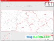 Douglas County, MO <br /> Wall Map <br /> Zip Code <br /> Red Line Style 2024 Map