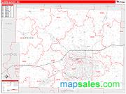 Greene County, MO <br /> Wall Map <br /> Zip Code <br /> Red Line Style 2024 Map