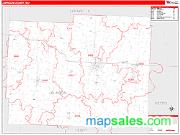 Johnson County, MO <br /> Wall Map <br /> Zip Code <br /> Red Line Style 2024 Map