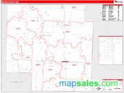 Macon County, MO <br /> Wall Map <br /> Zip Code <br /> Red Line Style 2024 Map