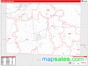 Newton County, MO <br /> Wall Map <br /> Zip Code <br /> Red Line Style 2024 Map