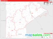 Ralls County, MO <br /> Wall Map <br /> Zip Code <br /> Red Line Style 2024 Map
